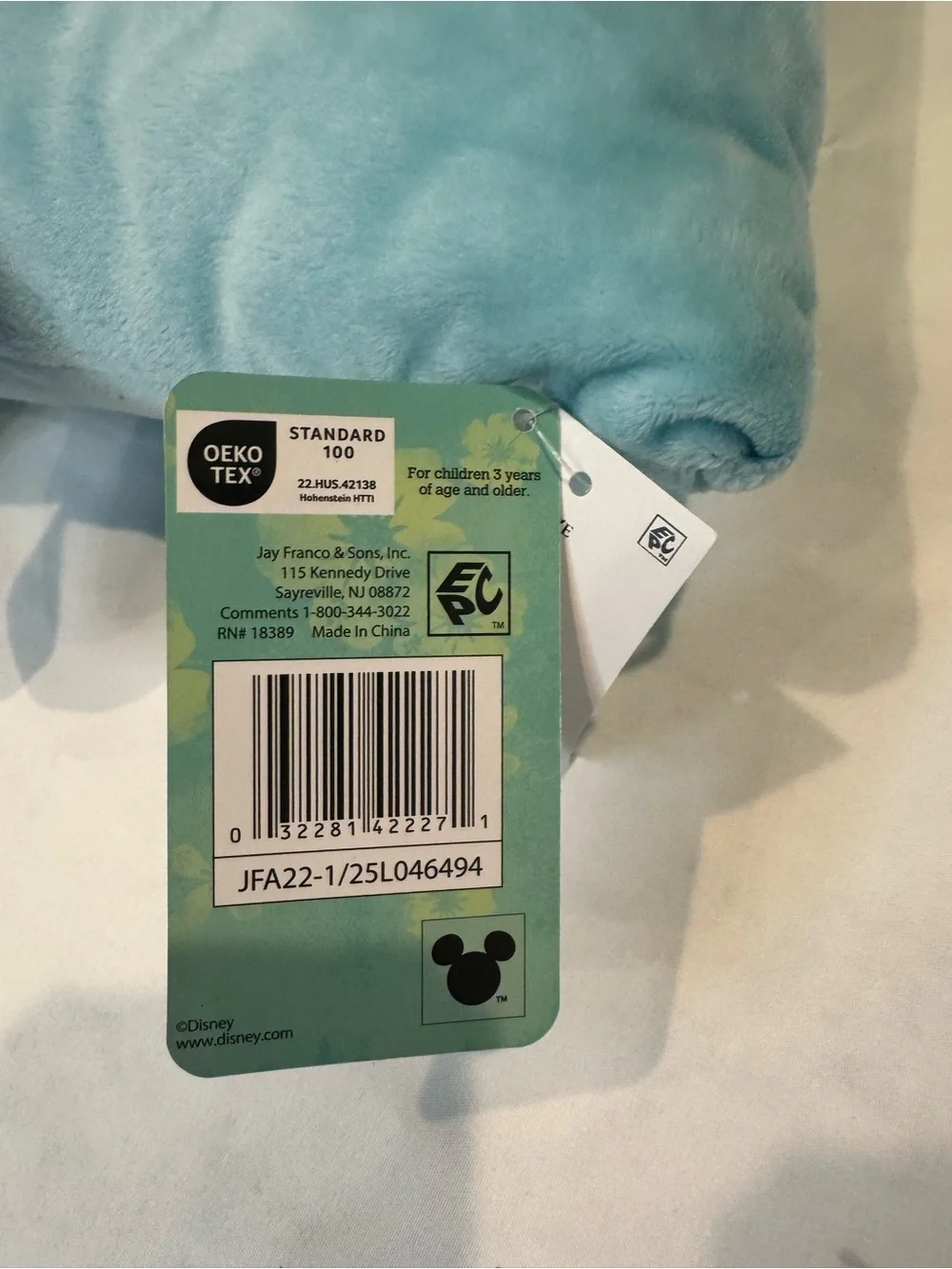 Disney Lilo & Stitch Plush Pillow Blue 3D Ears Decorative Throw Pillow NWT